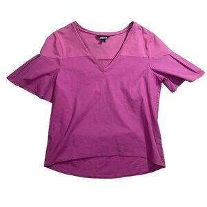 Project Runway Purple Blouse Women's Large 3/4 Sleeve Solid Dressy Career Top